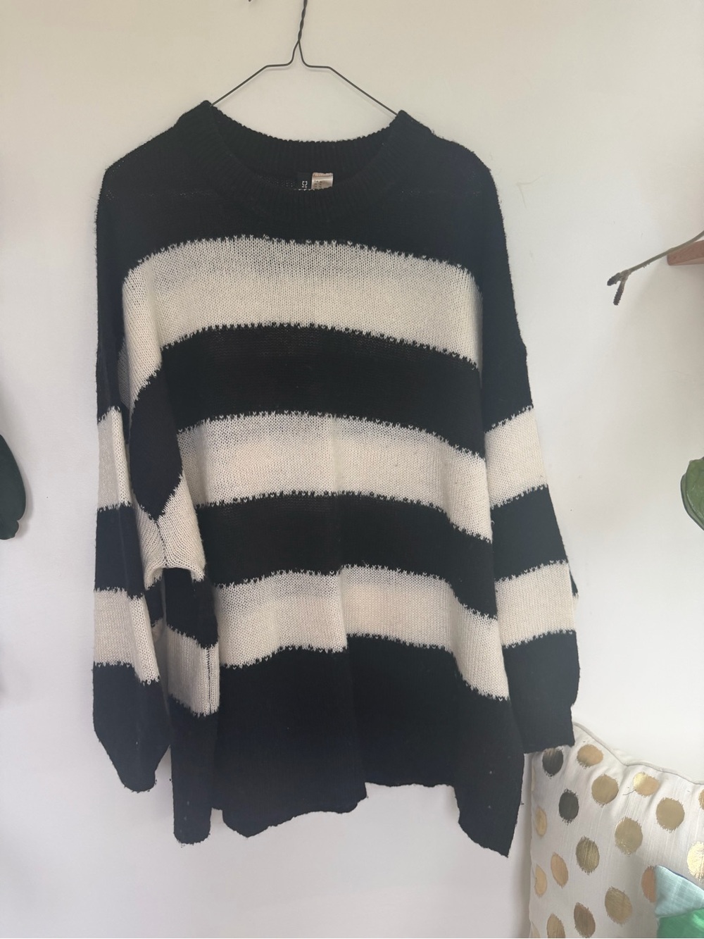 Striped Black and White oversized Crewneck knit Women’s Sweater
